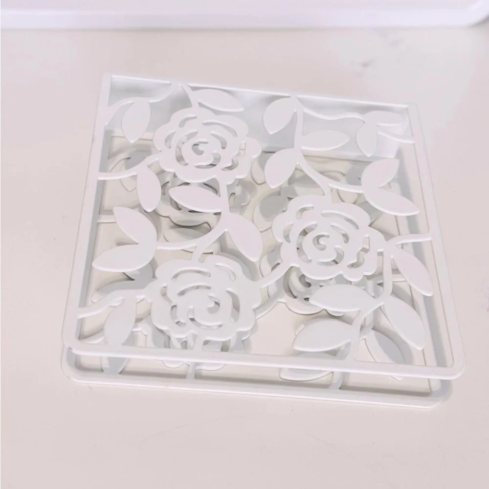 IKEA LIKSIDIG *Discontinued* Metal White Floral Napkin or Office Envelope Holder